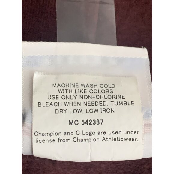 Champion Maroon Full-Zip Drawstring Hoodie "Love Gold" Back Design Front Pockets - Picture 11 of 11